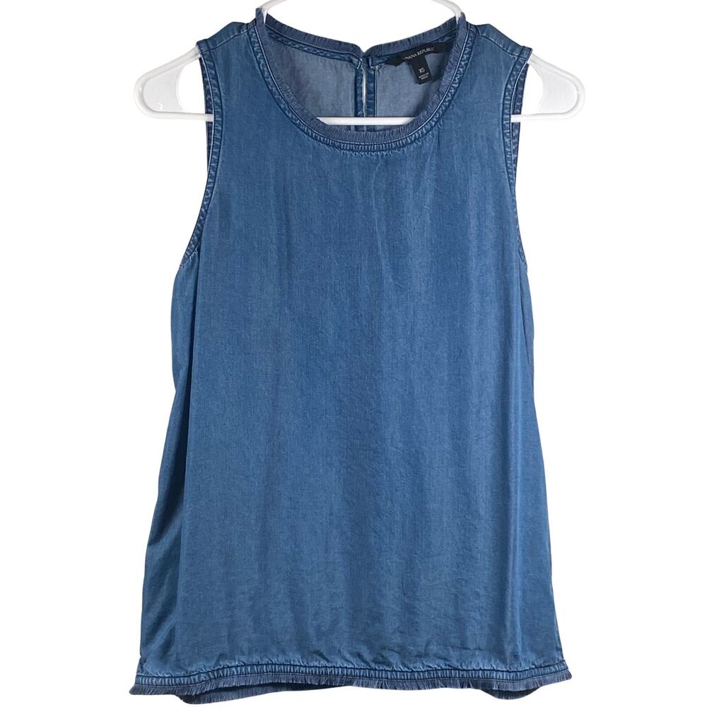 Banana Republic Denim Tank Top Sleeveless Frayed Hem Casual Size XS